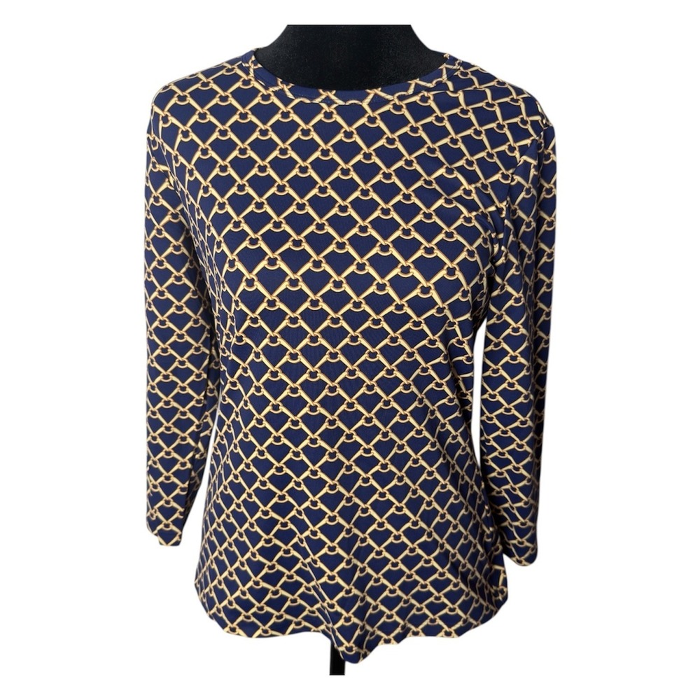 J.McLaughlin Gold Chain Link Equestrian Top Catalina Cloth‎ Horsebit Size S